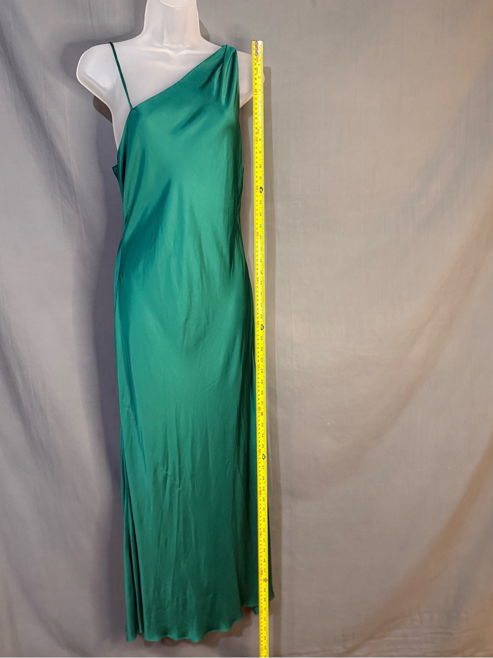 Zara Emerald Green Maxi Dress One Shouldered Size M